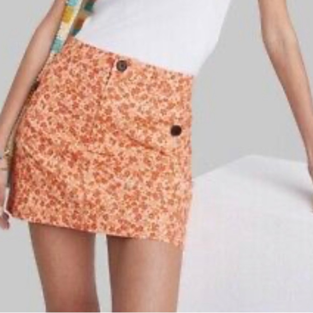 Wild fable, womens mini skirt, orange floral, front pockets, multiple sizes, NWT